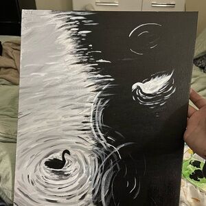 Black and white Swan Handmade Acrylic Painting